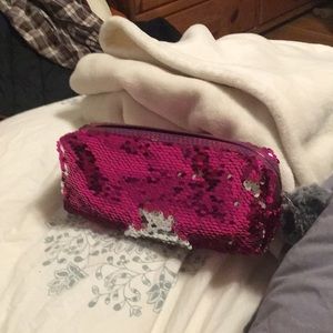 Pink n Silver Sequin Cosmetic bag